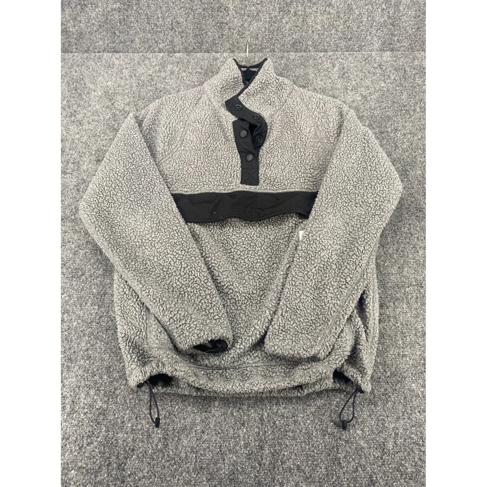 Carhartt Sherpa Fleece Pullover Jacket Women S Gray Relaxed Fit Snap Neck 2258